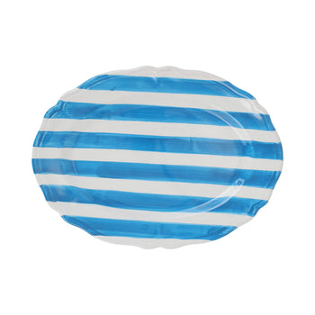 Vietri Amalfitana Stripe Oval Platter - Aqua